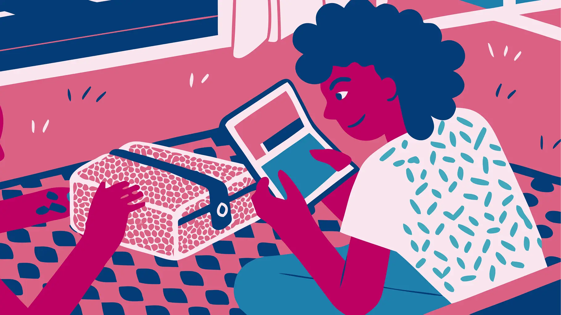 Illustration of a person using a tablet