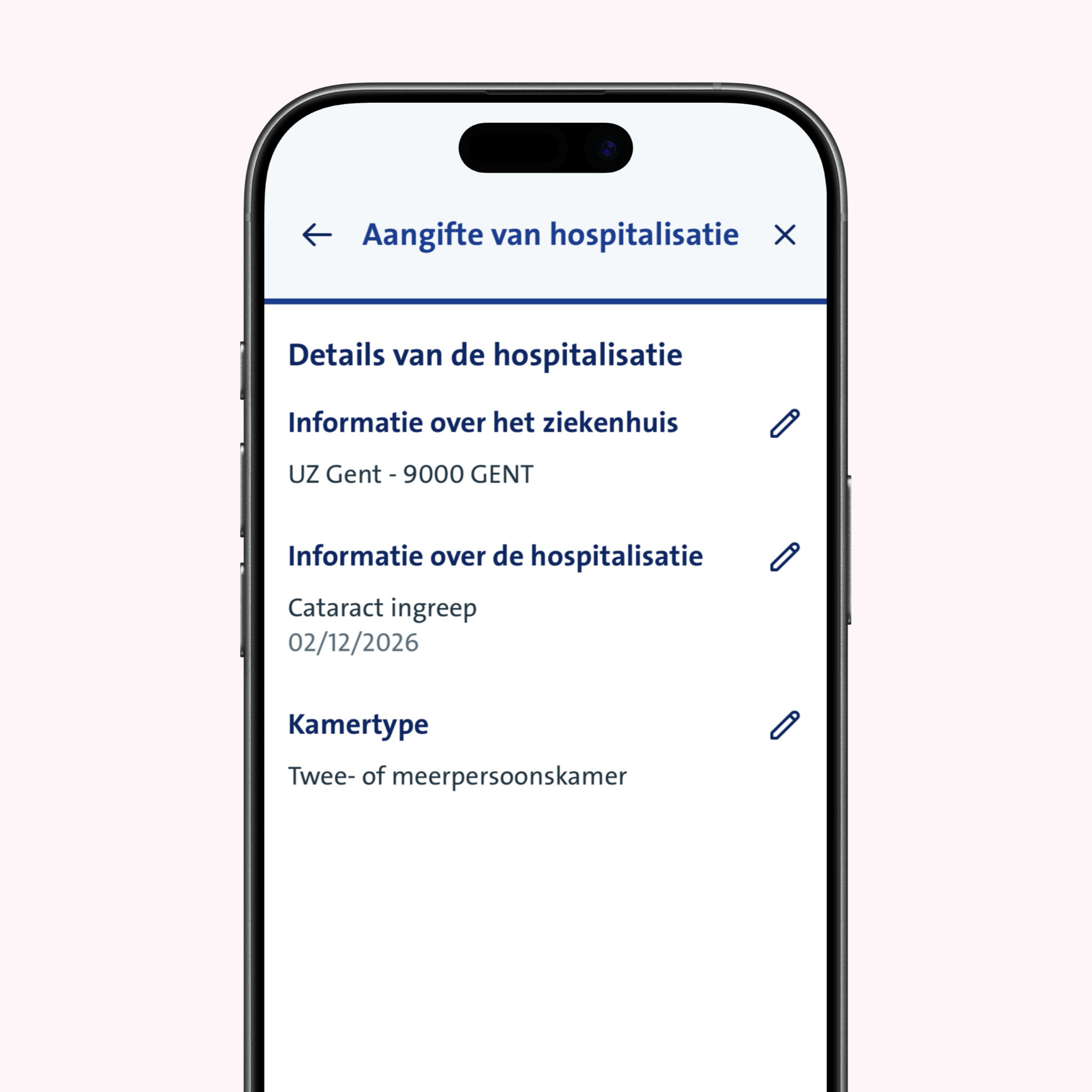 vanbreda app - hospitalisatie aangifte