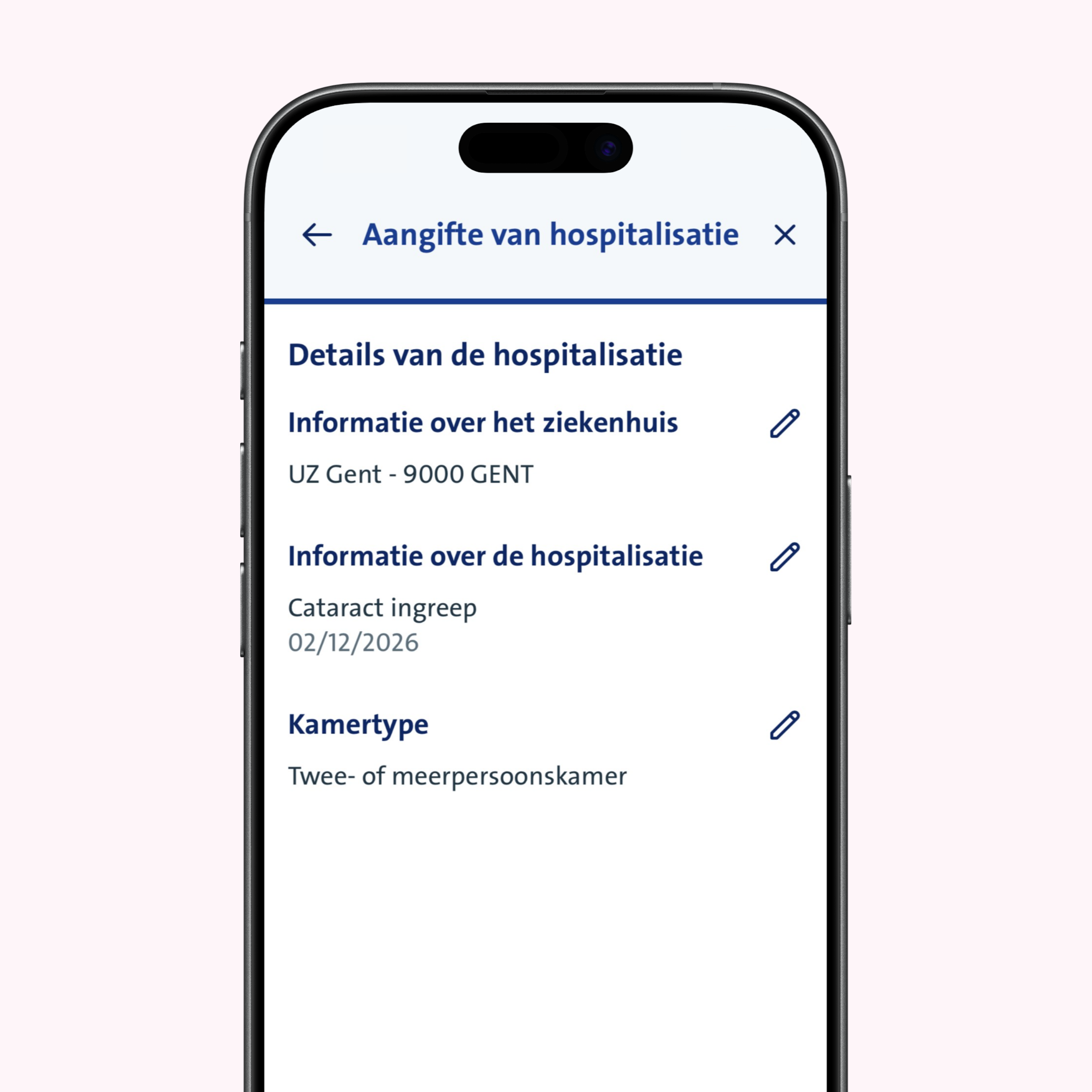 vanbreda app - hospitalisatie aangifte