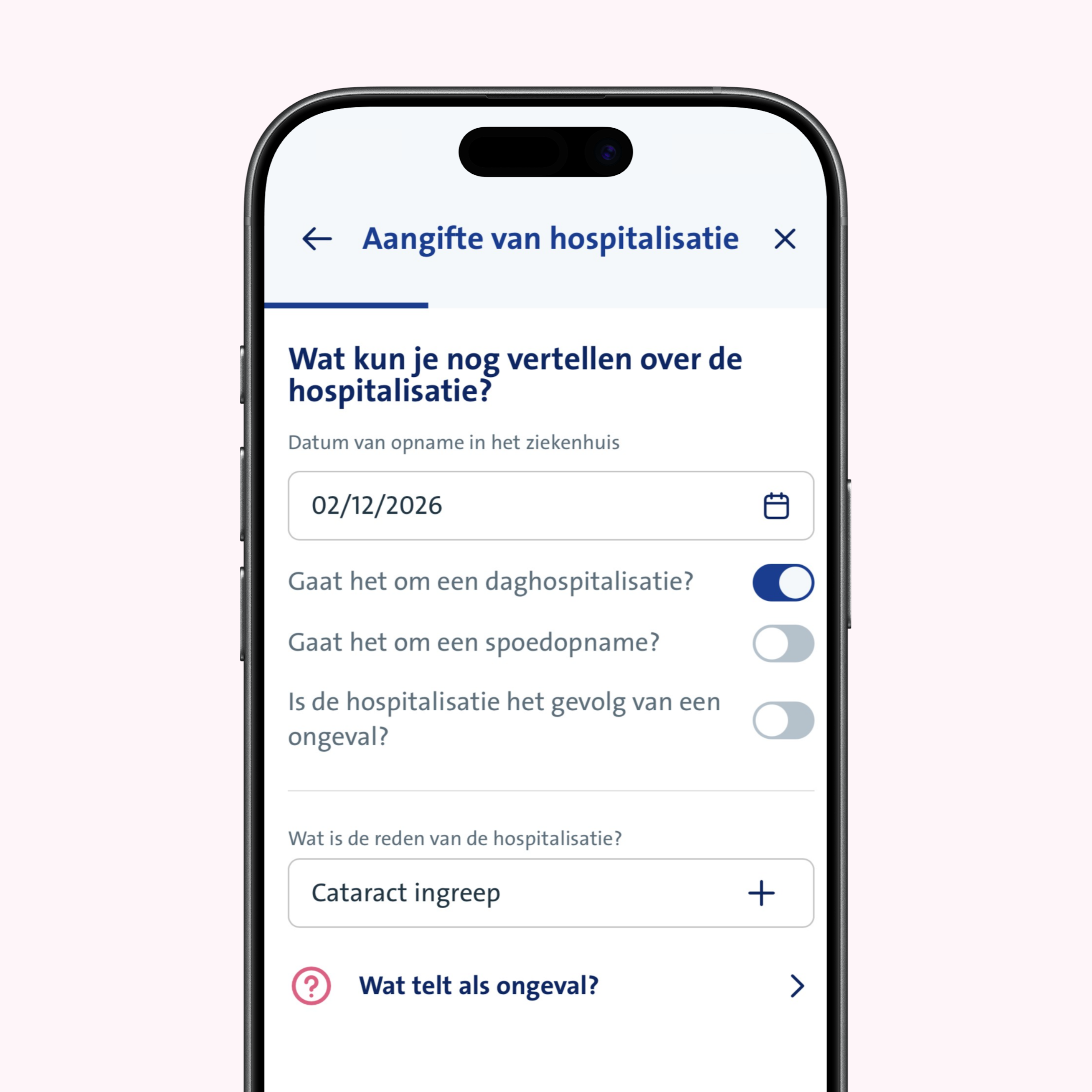 vanbreda app - hospitalisatie aangifte