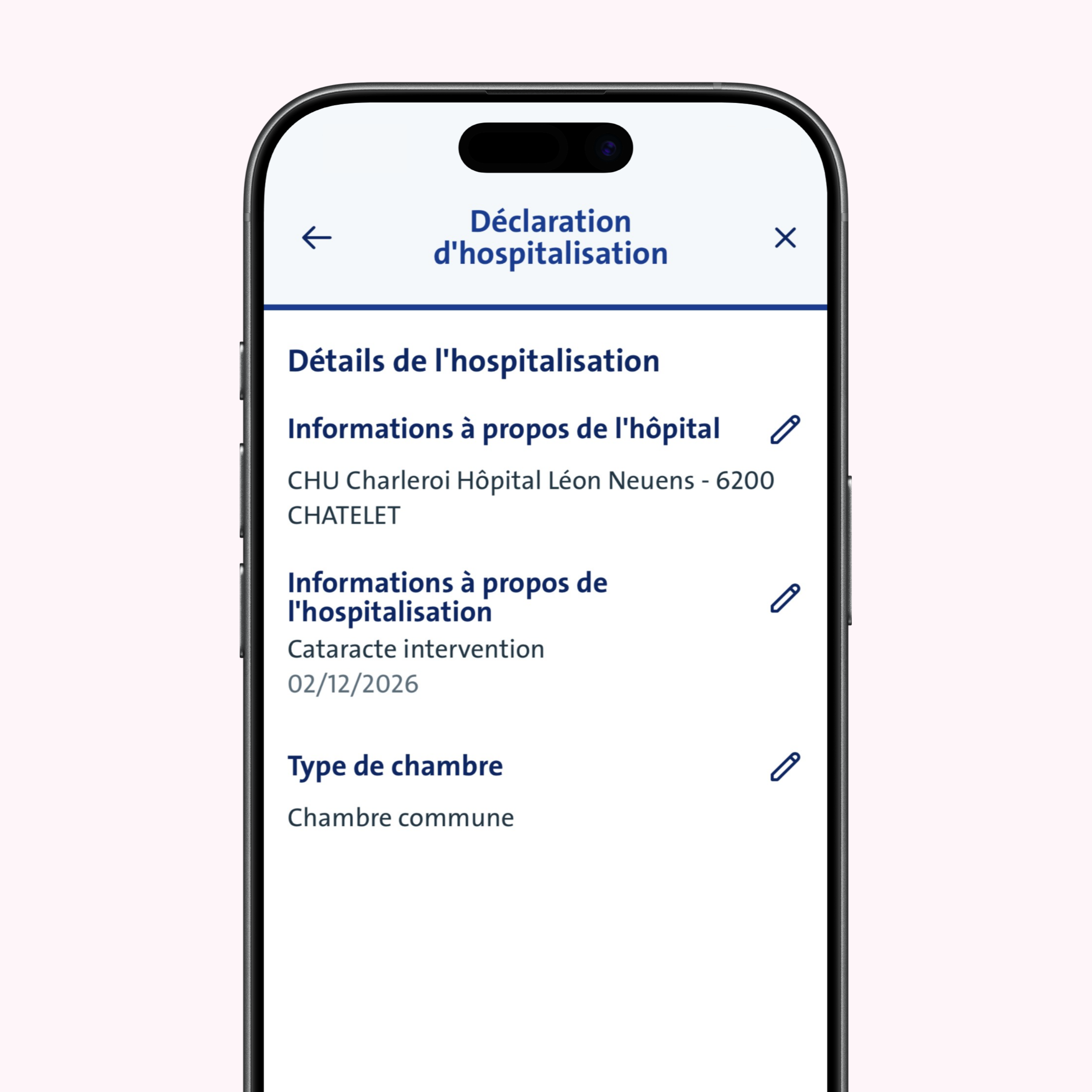 vanbreda app - declaration hospitalisation