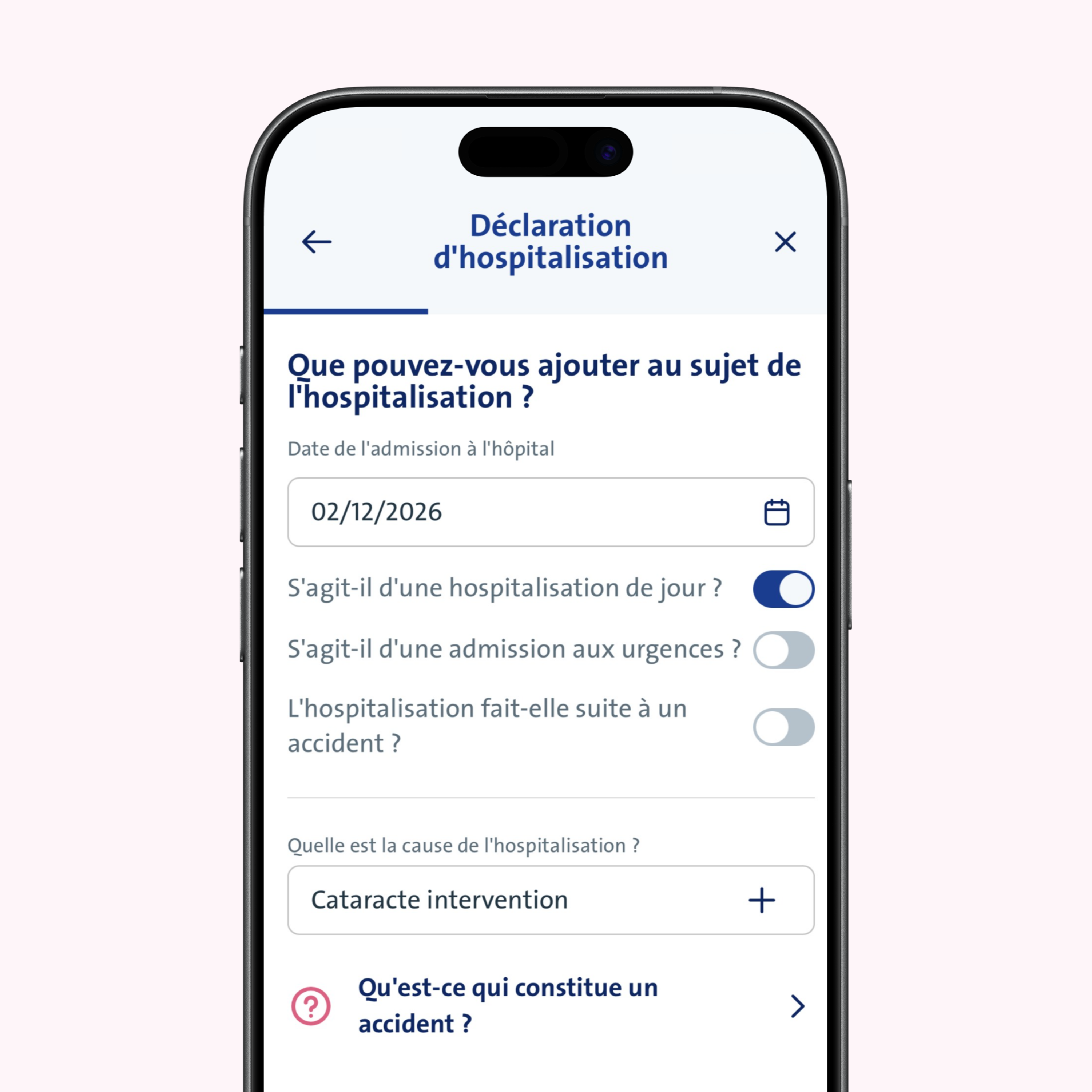 vanbreda app - declaration hospitalisation