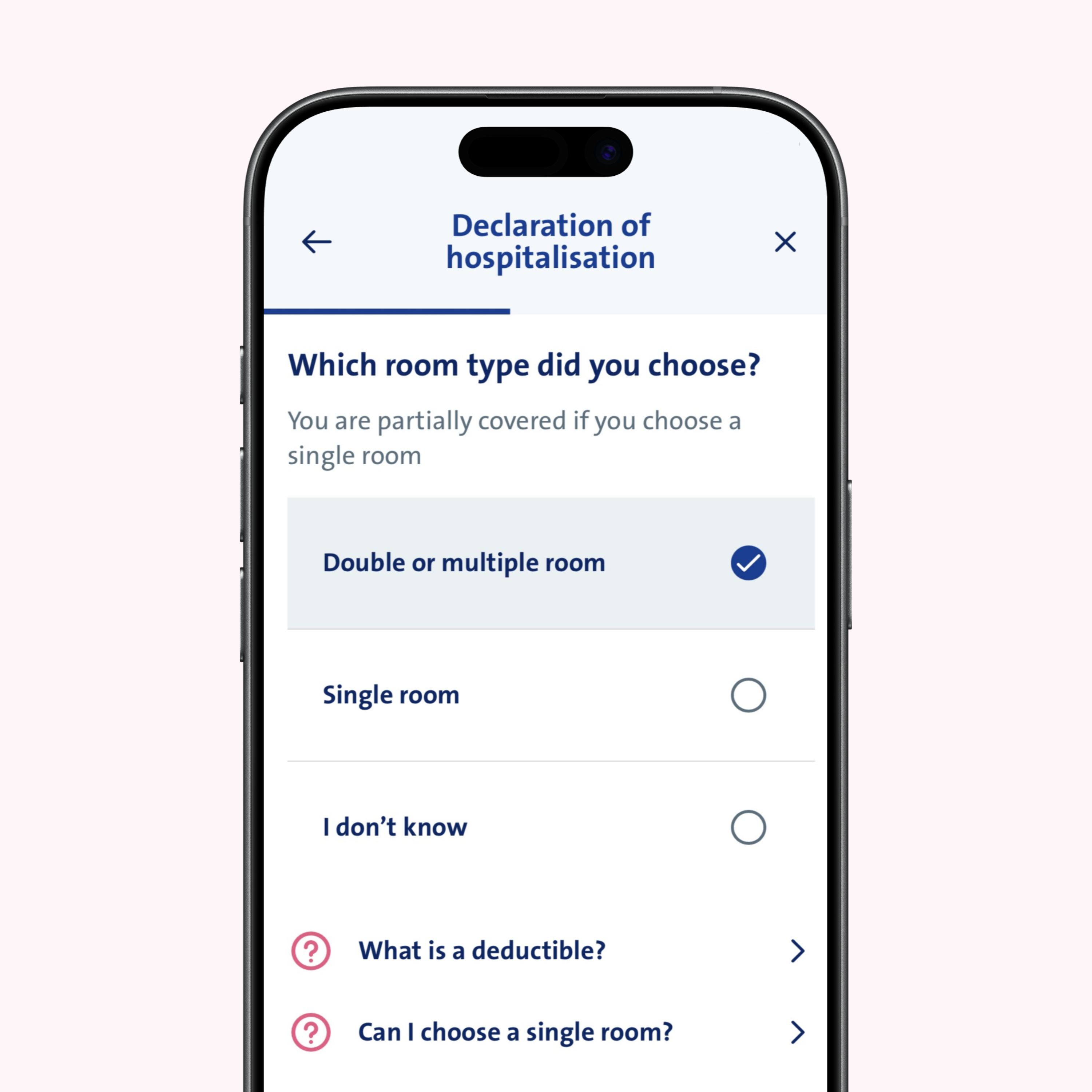 vanbreda app - hospitalisation declaration