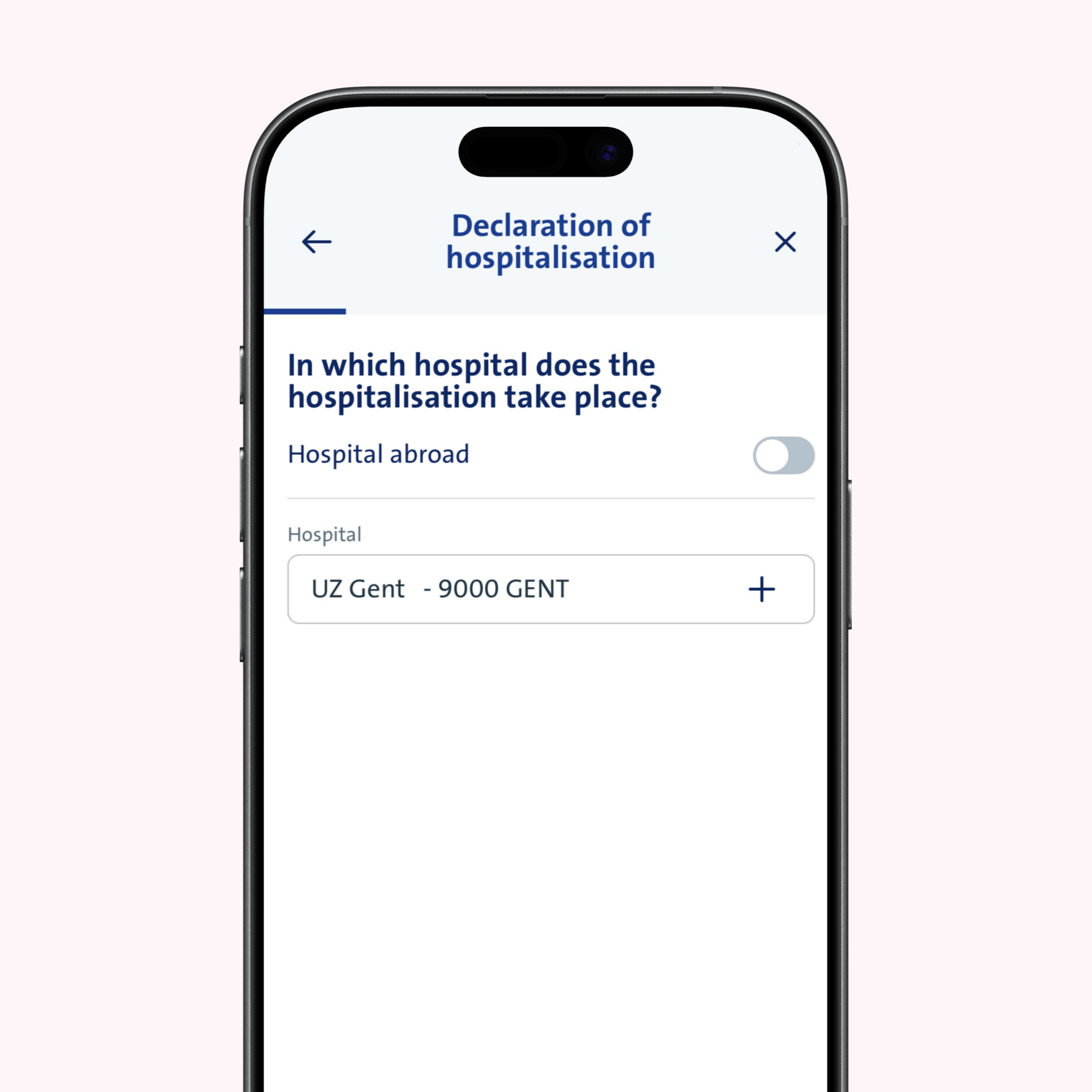 vanbreda app - hospitalisation declaration