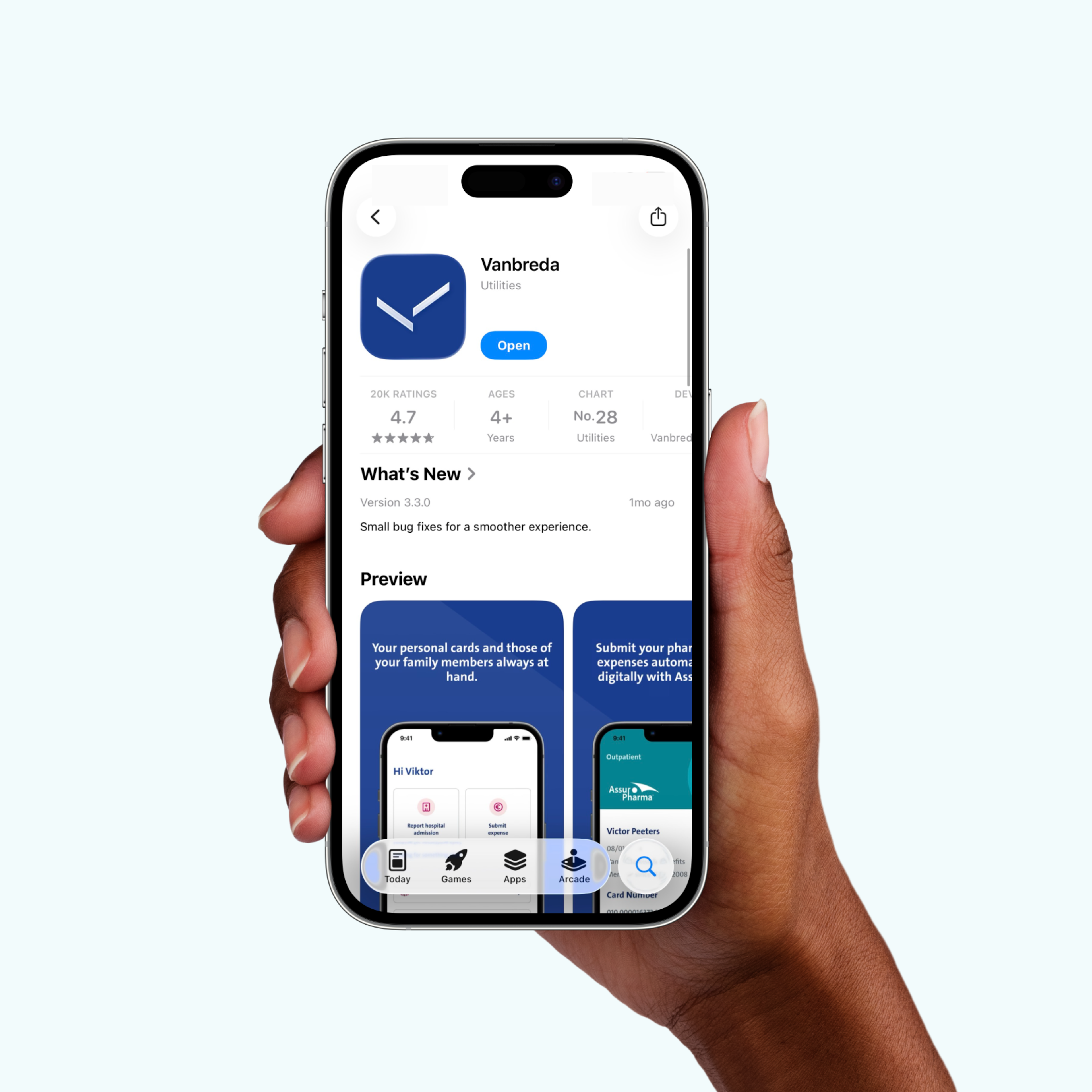vanbreda app visual appstore in hand