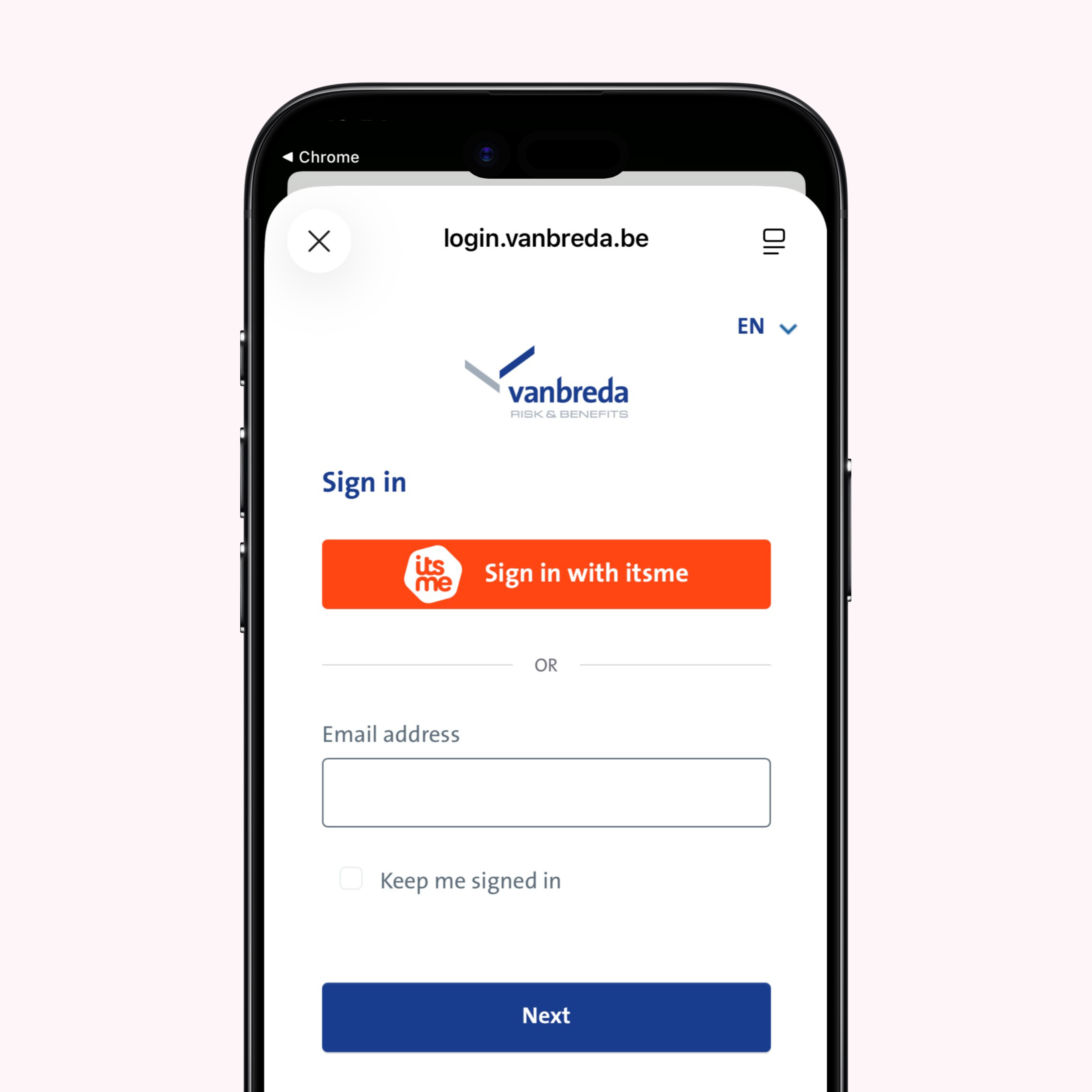 app visual itsme onboarding - register your vanbreda account