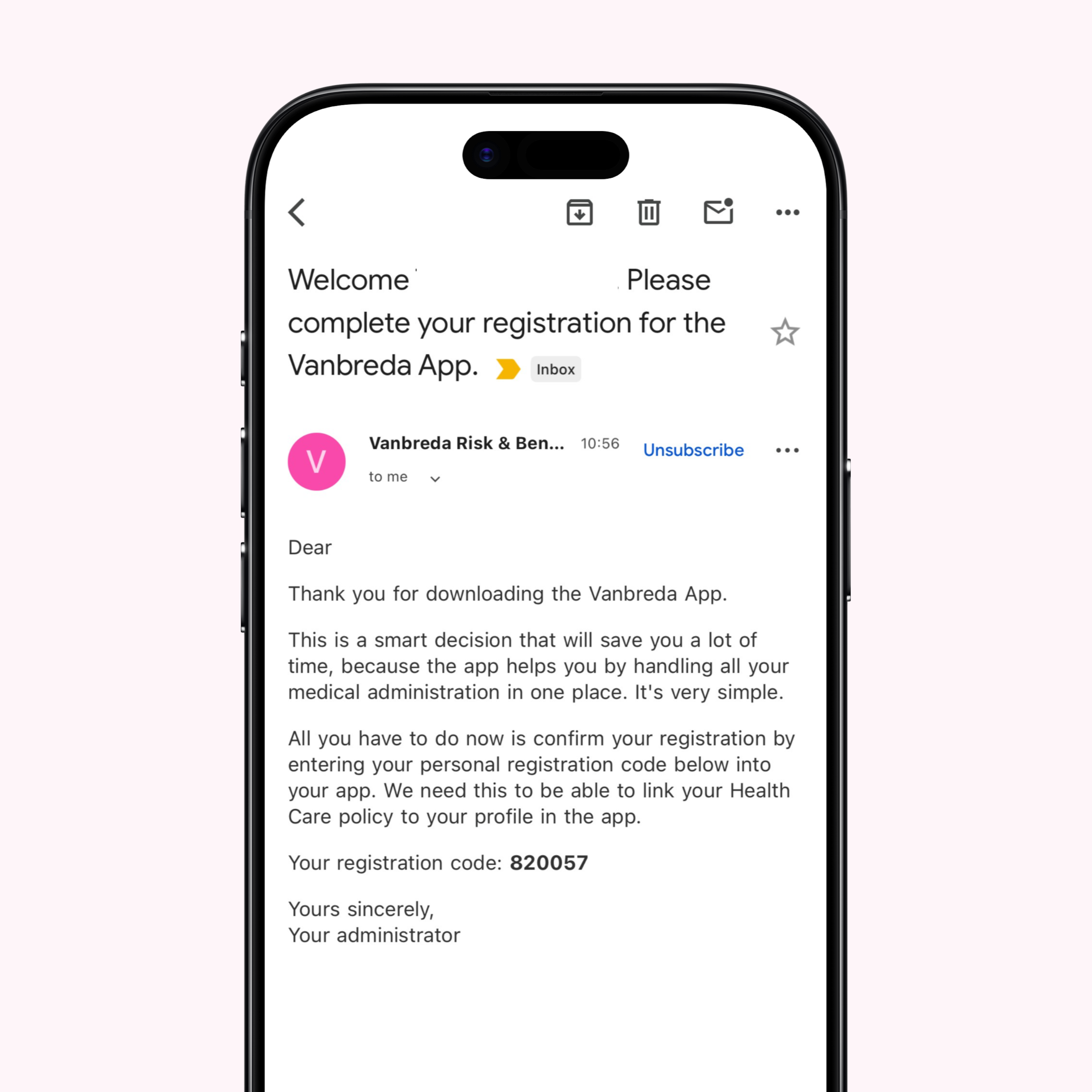 app visual itsme onboarding - register your vanbreda account