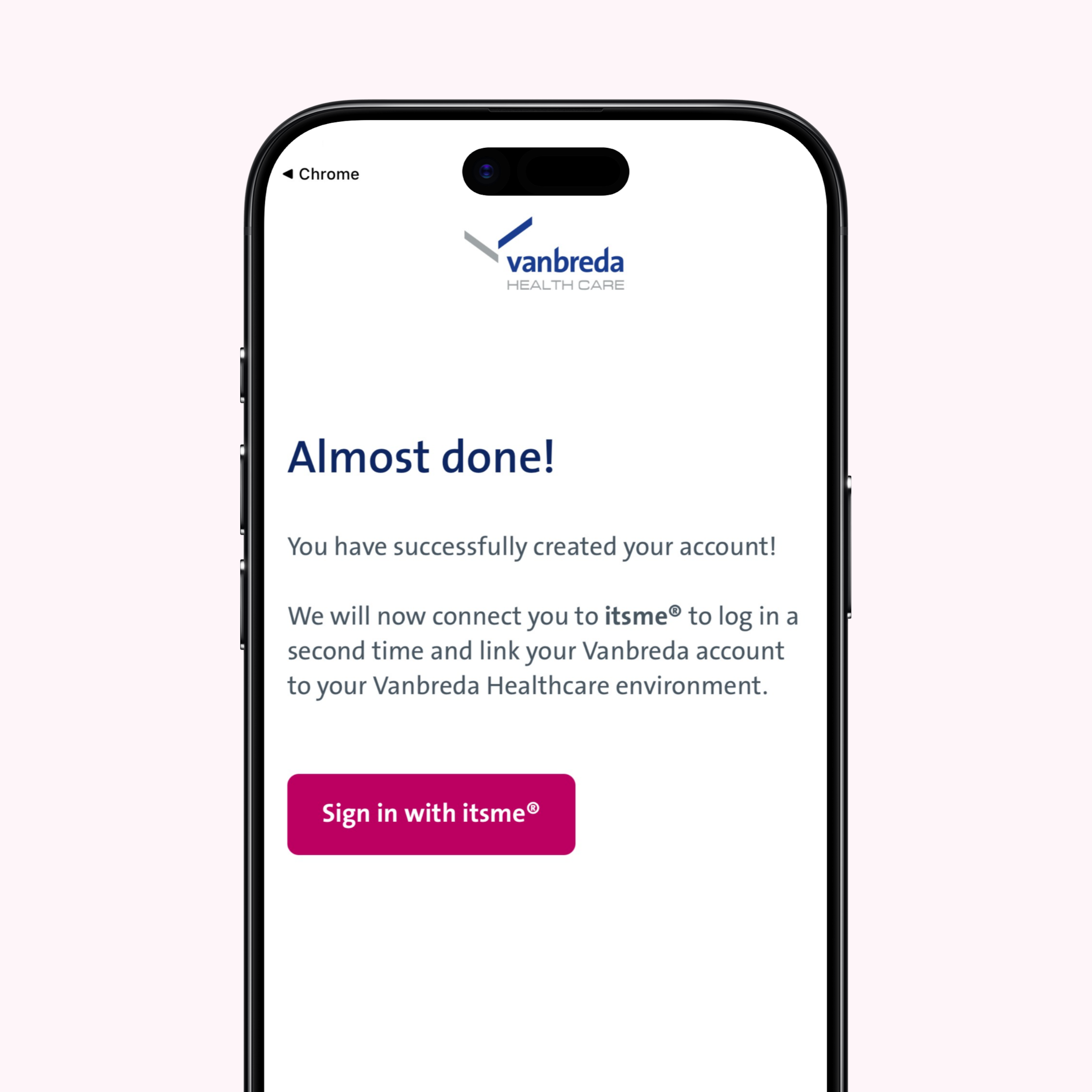 app visual itsme onboarding - register your vanbreda account