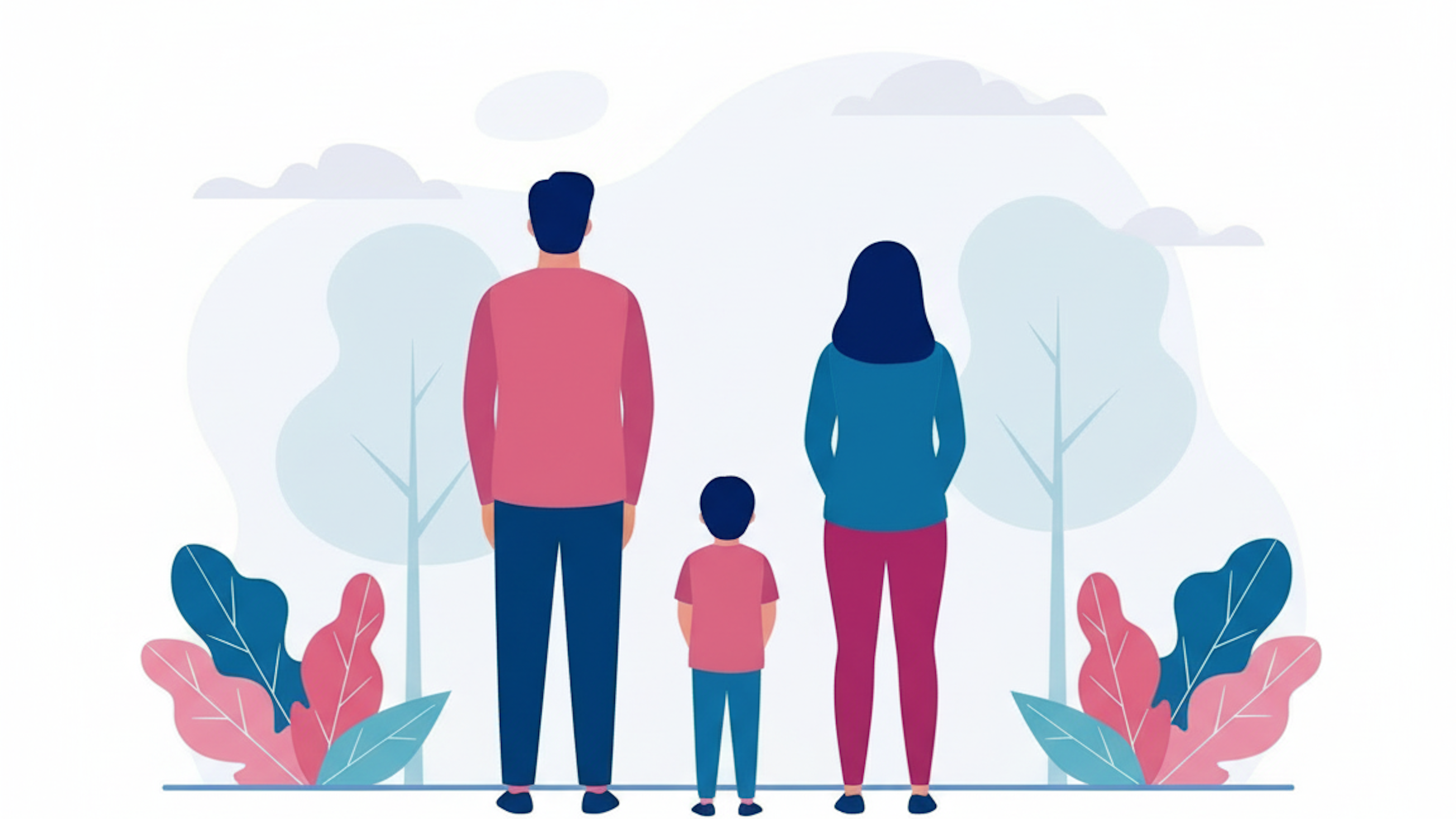 illustration of a family starting at nature