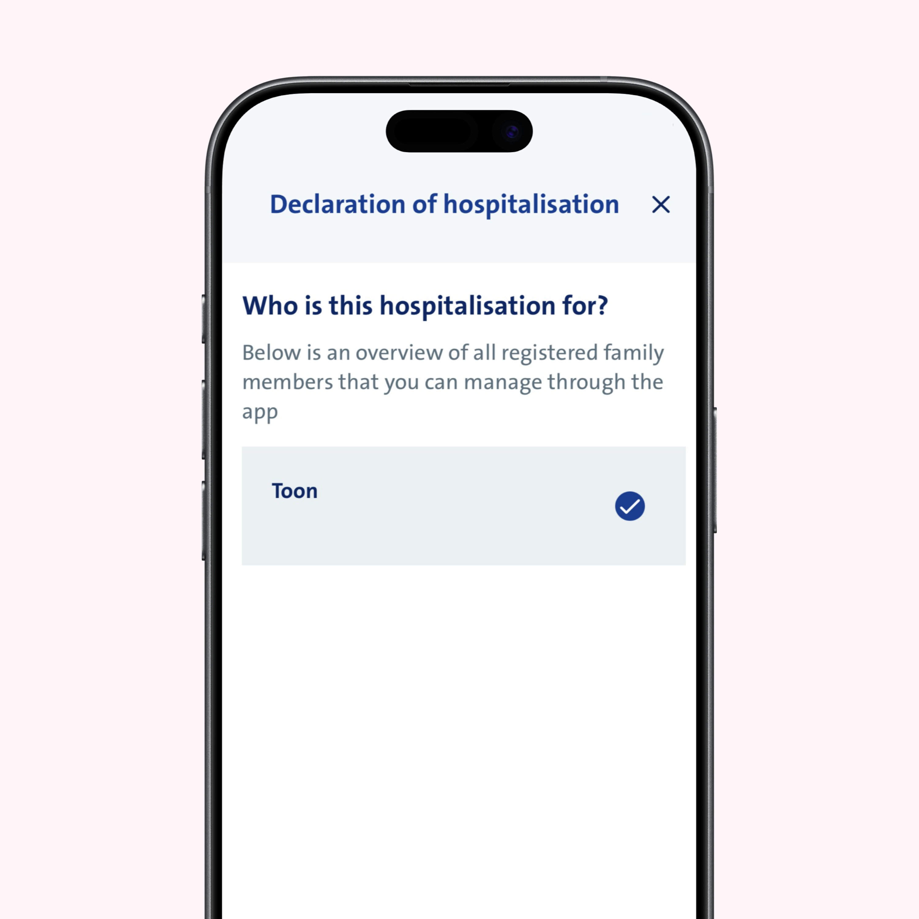vanbreda app - hospitalisation declaration