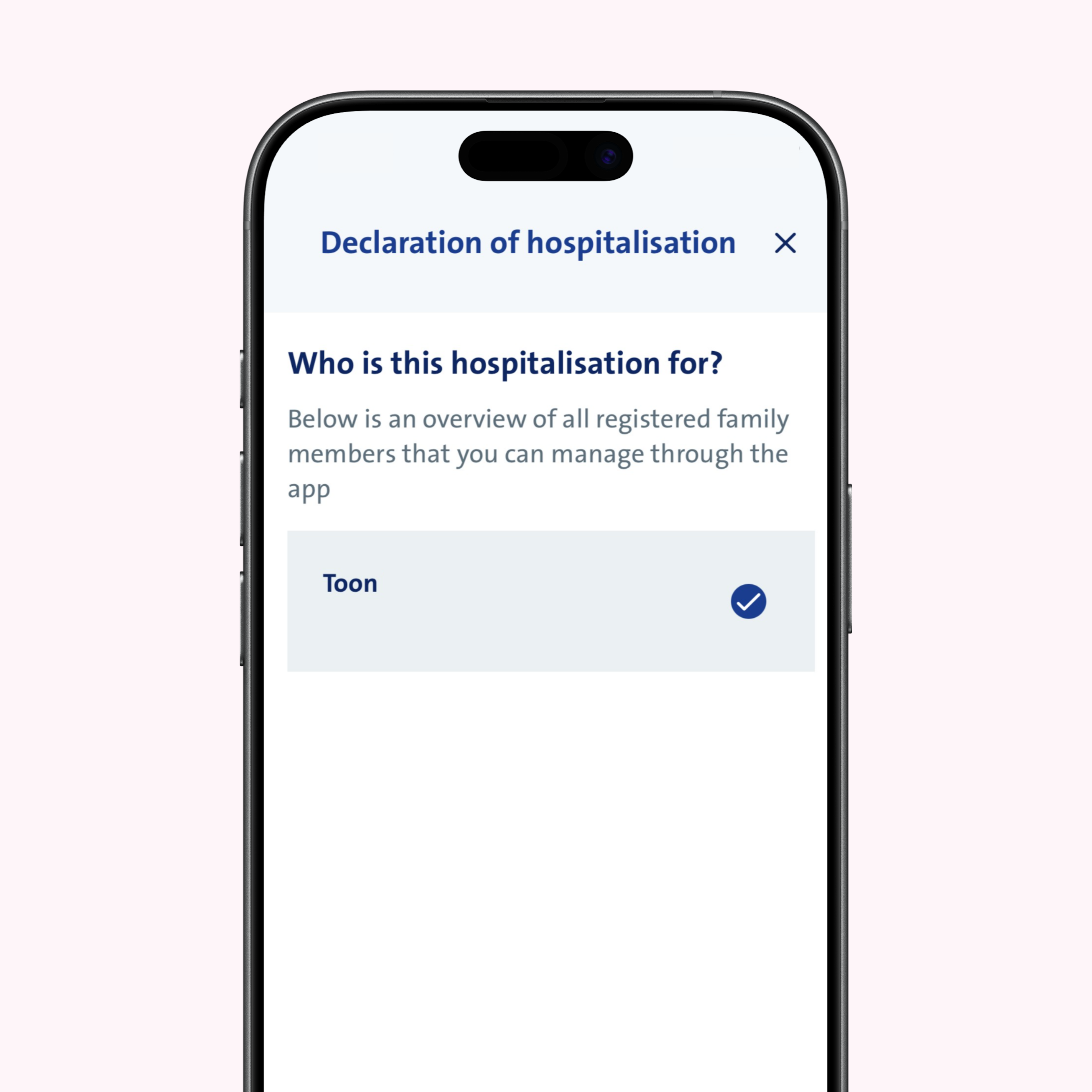 vanbreda app - hospitalisation declaration