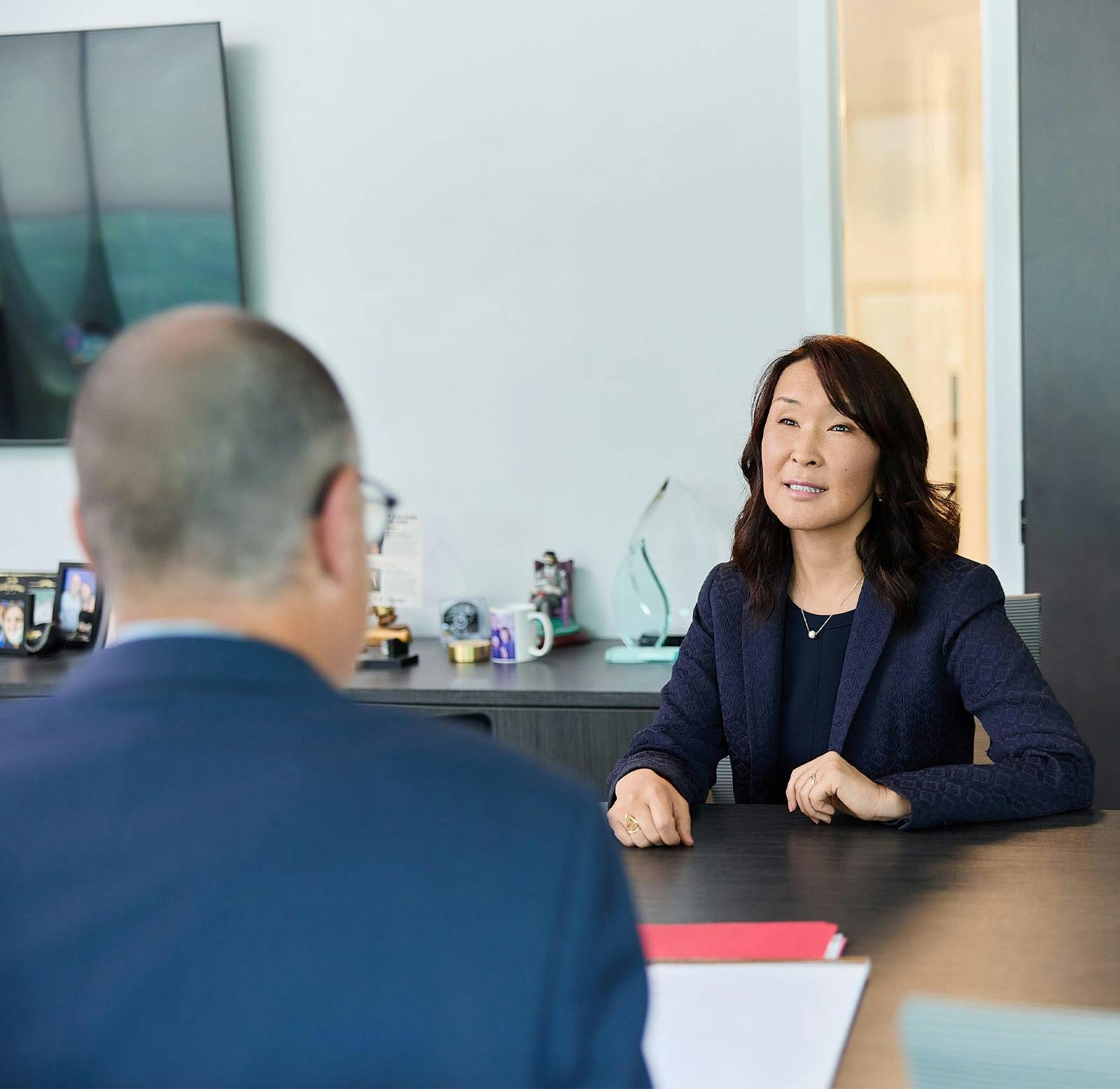 two people in a meeting