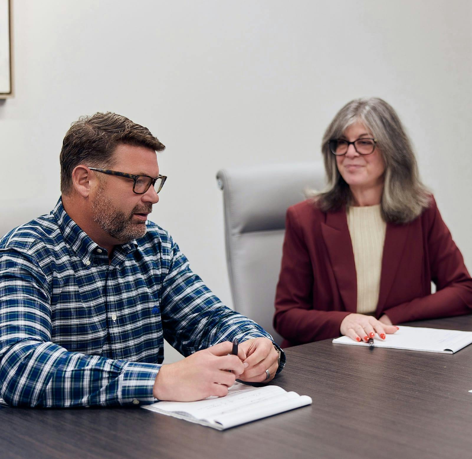 two people in a meeting