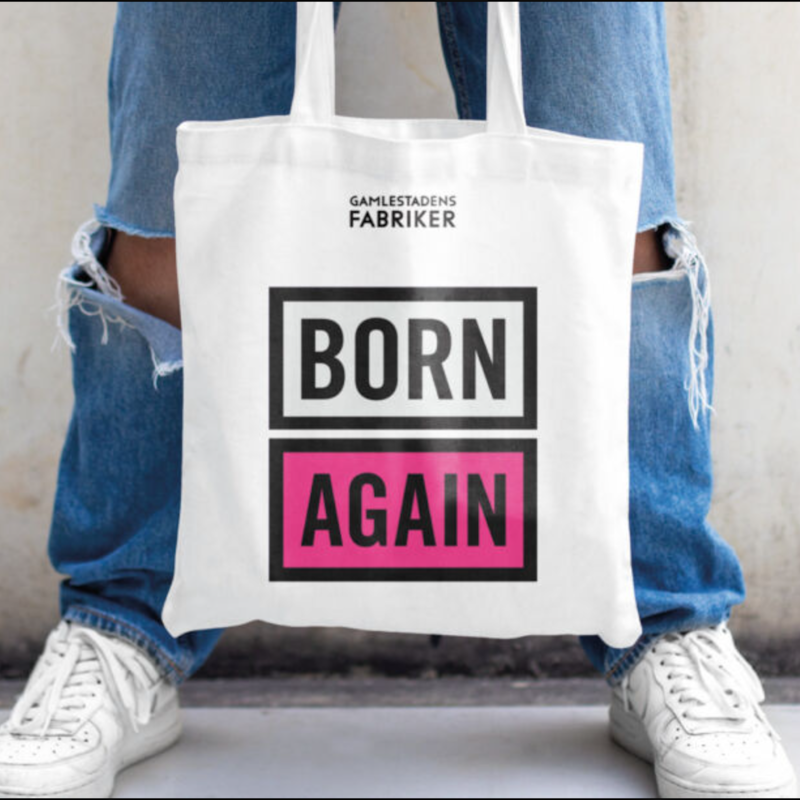 Bild på logotyp Born Again En bild på en kasse med texten Born Again från Gamlestadens Fabriker