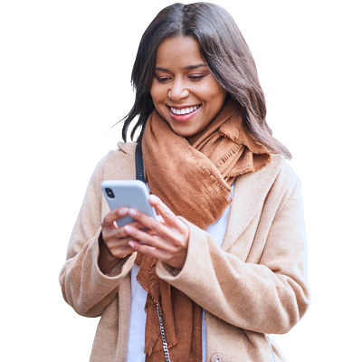 A woman on her phone is transferring funds from her HELOC into her checking account