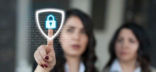 people viewing fraud security shield image