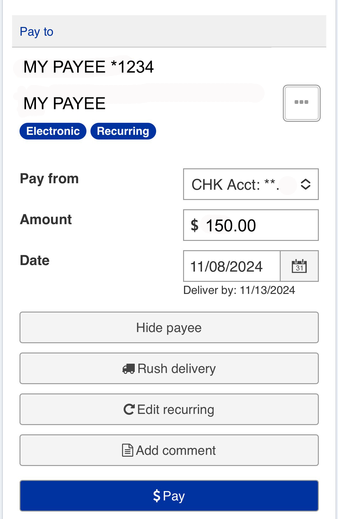 Mobile recurring payments after