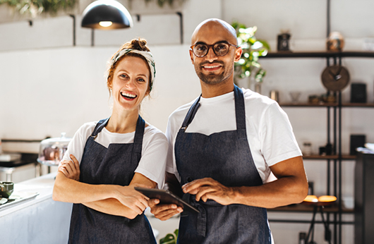 Smiling business people