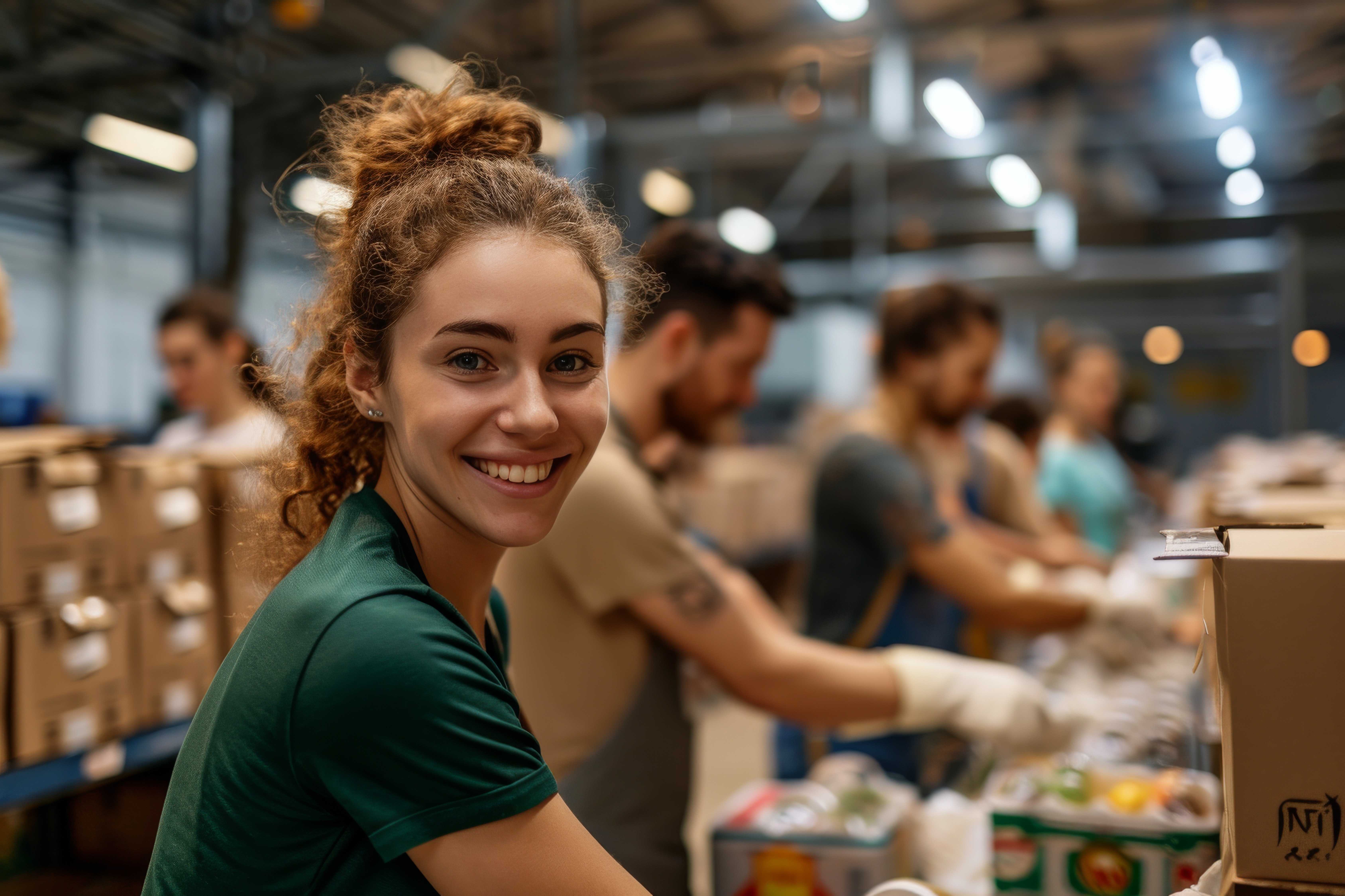 Woman assisting at a Food Bank