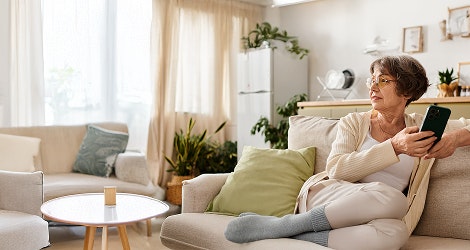 Woman relaxing on couch