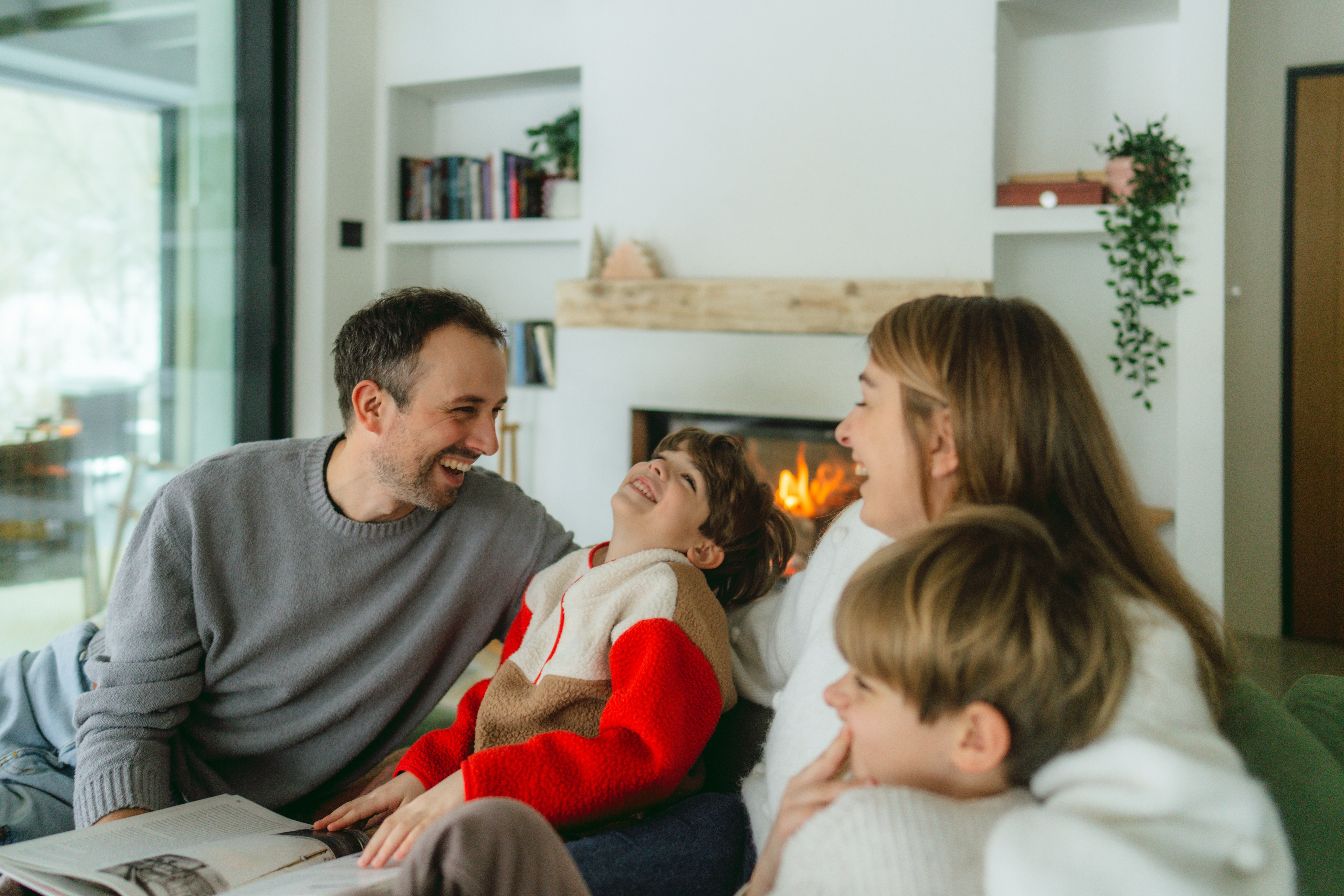 Family laughing together