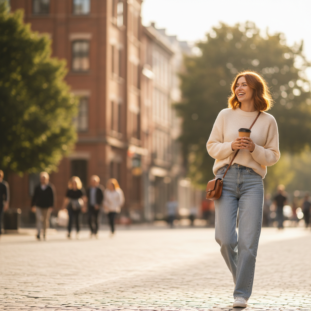 student walking on campus