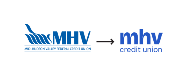 Our current logo alongside our new MHV Credit Union logo