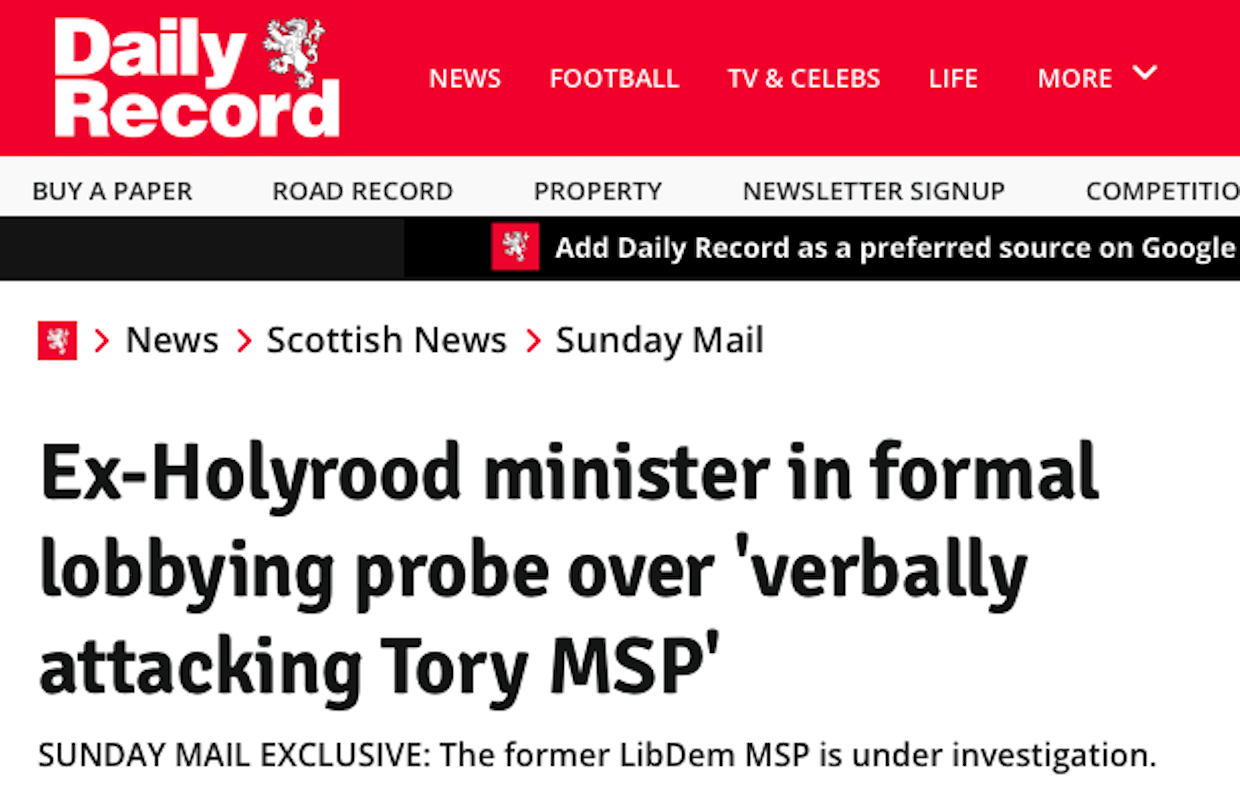 Daily record headline lobbying story