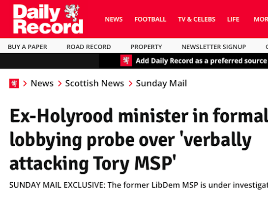 Daily record headline lobbying story