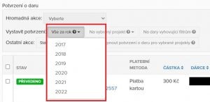 Potvrzení o daru jednoduše přes Darujme.cz