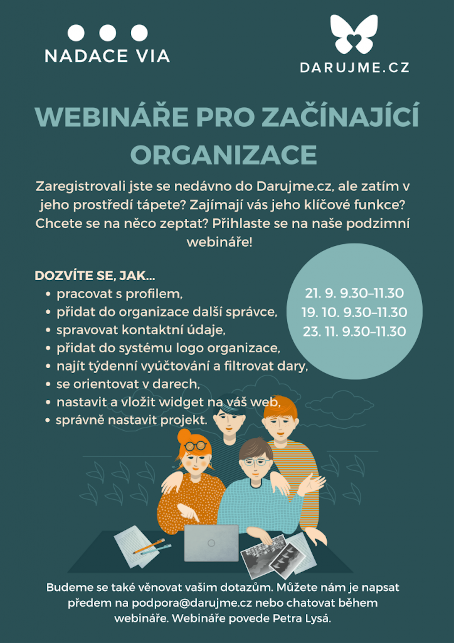 Podzimní webináře zdarma na Darujme.cz!