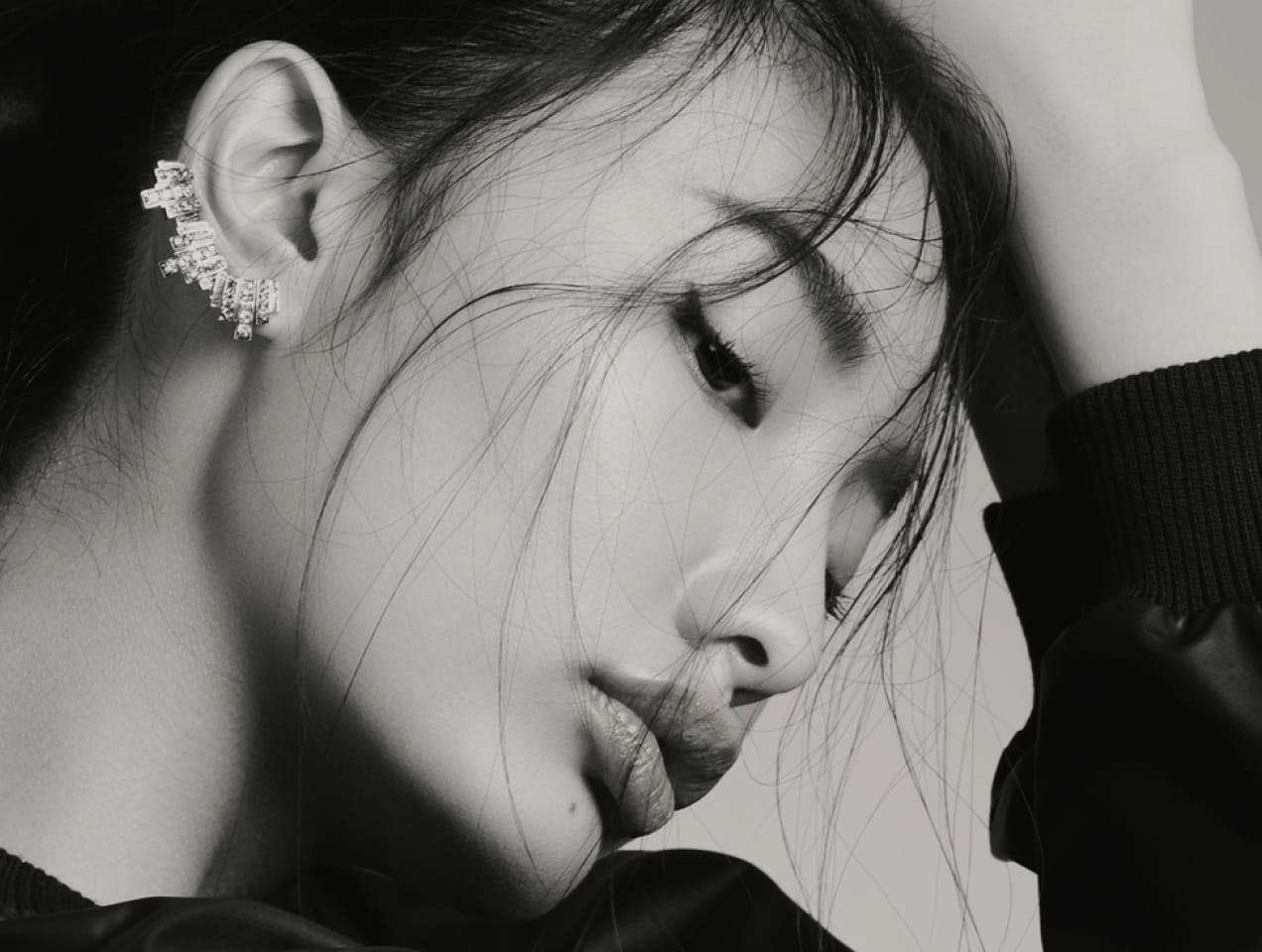 black and white image of a woman