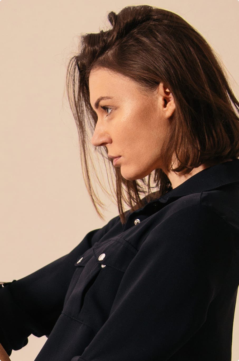 Side portrait highlighting ear profile