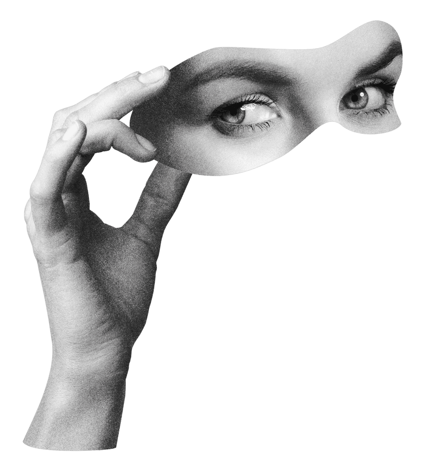 artistic image of a woman's eyes and hand