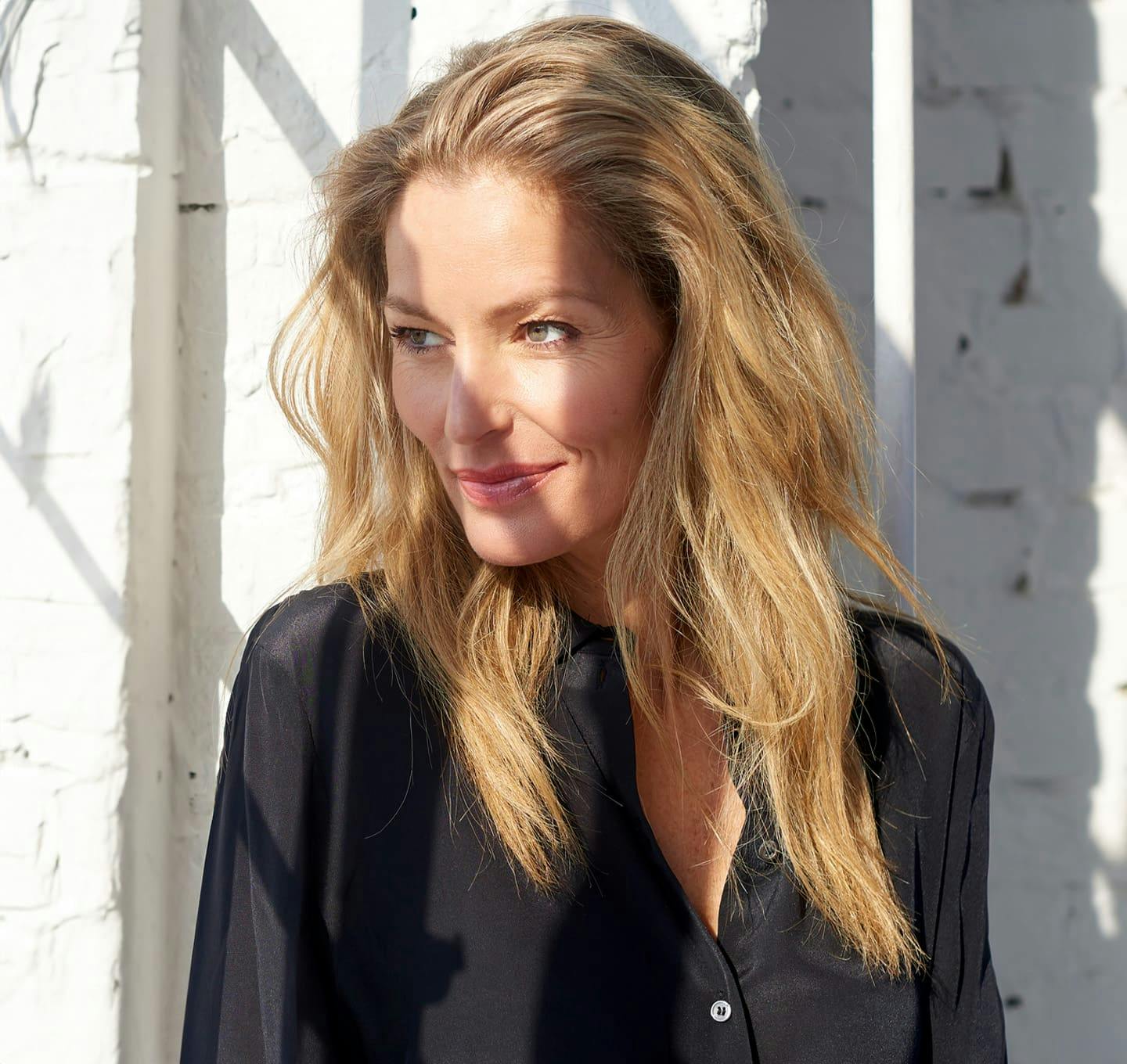 Woman smiling outside