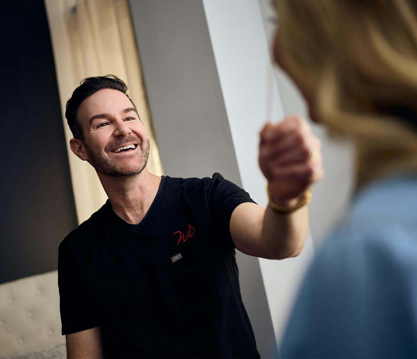 Doctor smiling during consultation