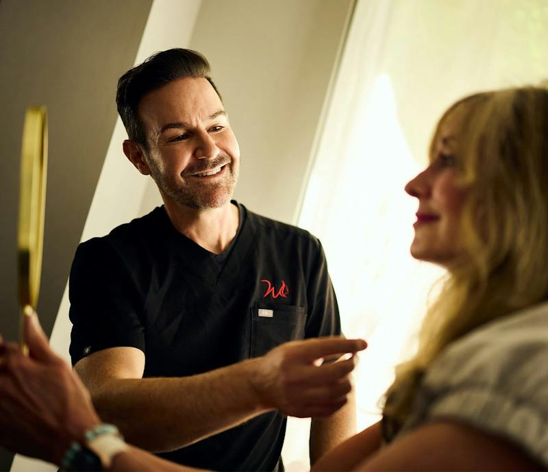 Doctor smiling during consultation