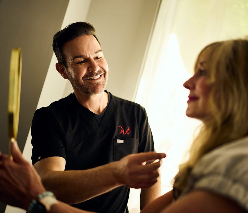 Doctor smiling during consultation