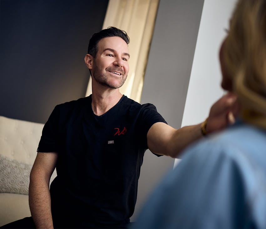 Doctor smiling during consultation