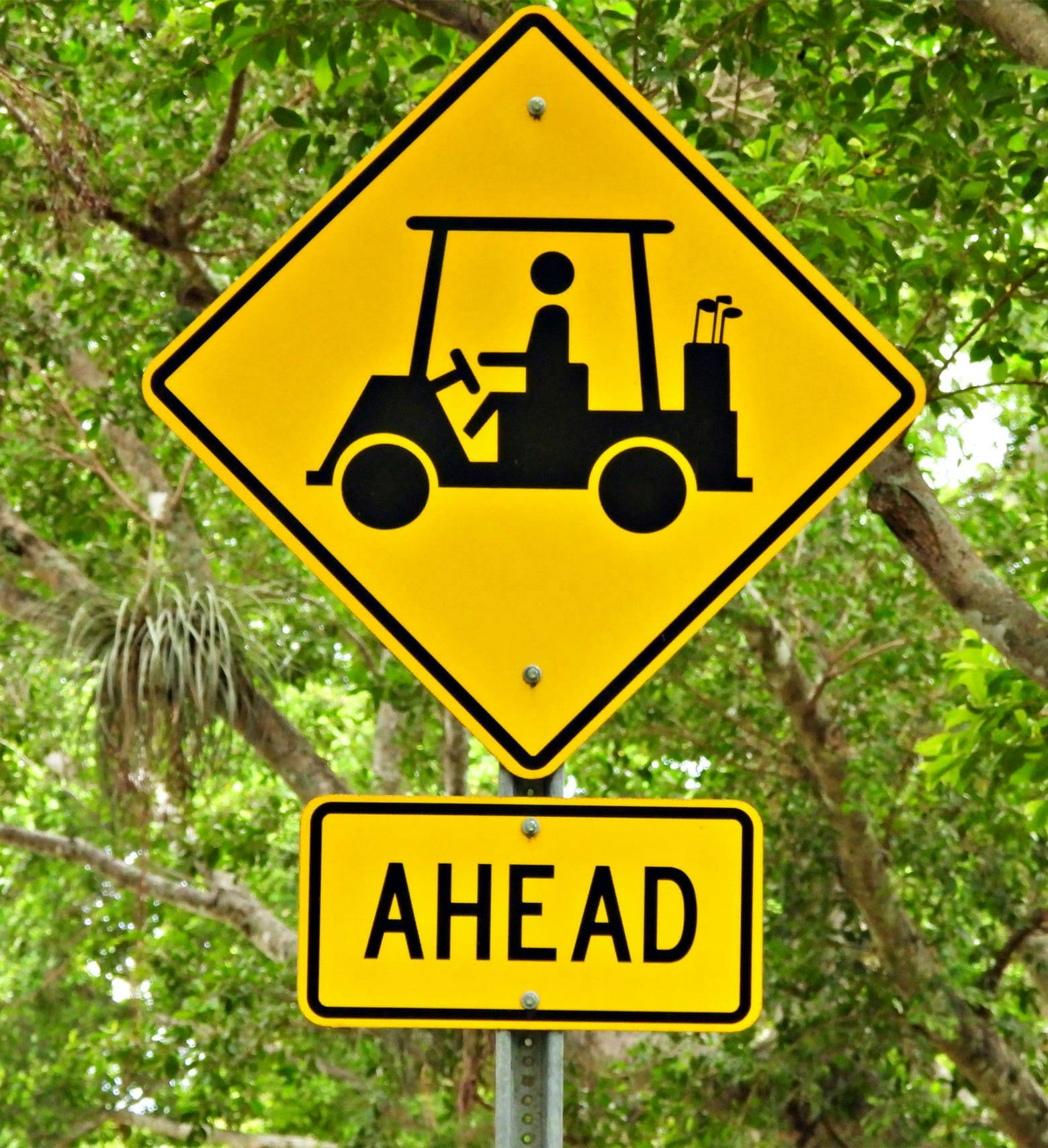 golf cart ahead sign