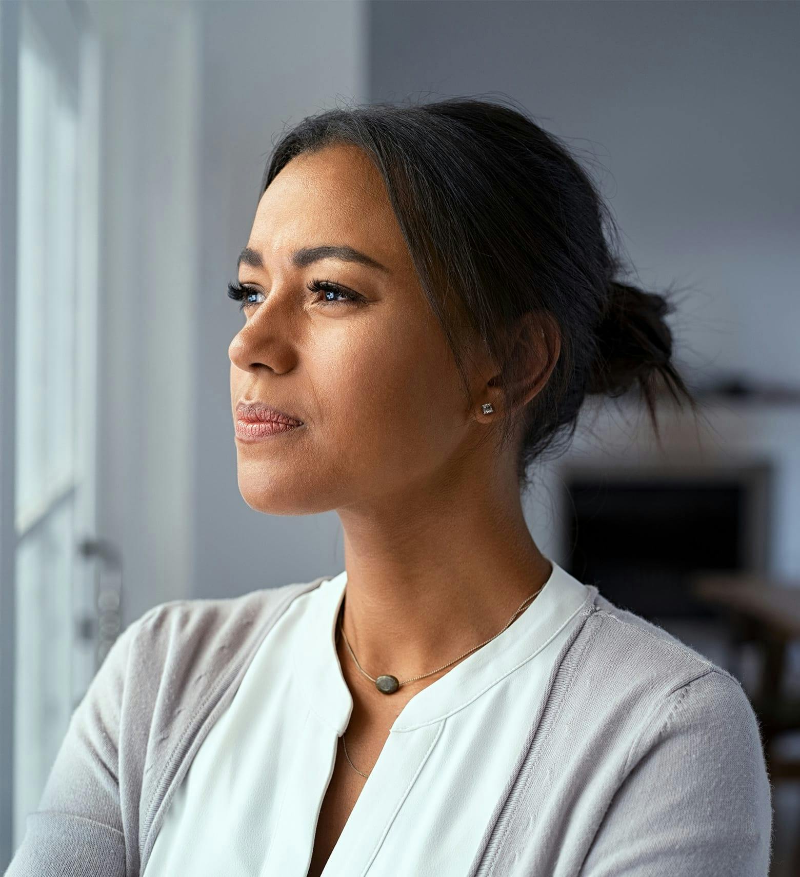 woman looking sad