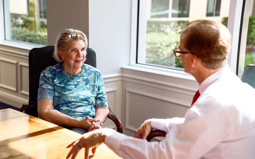 attorney talking to a client