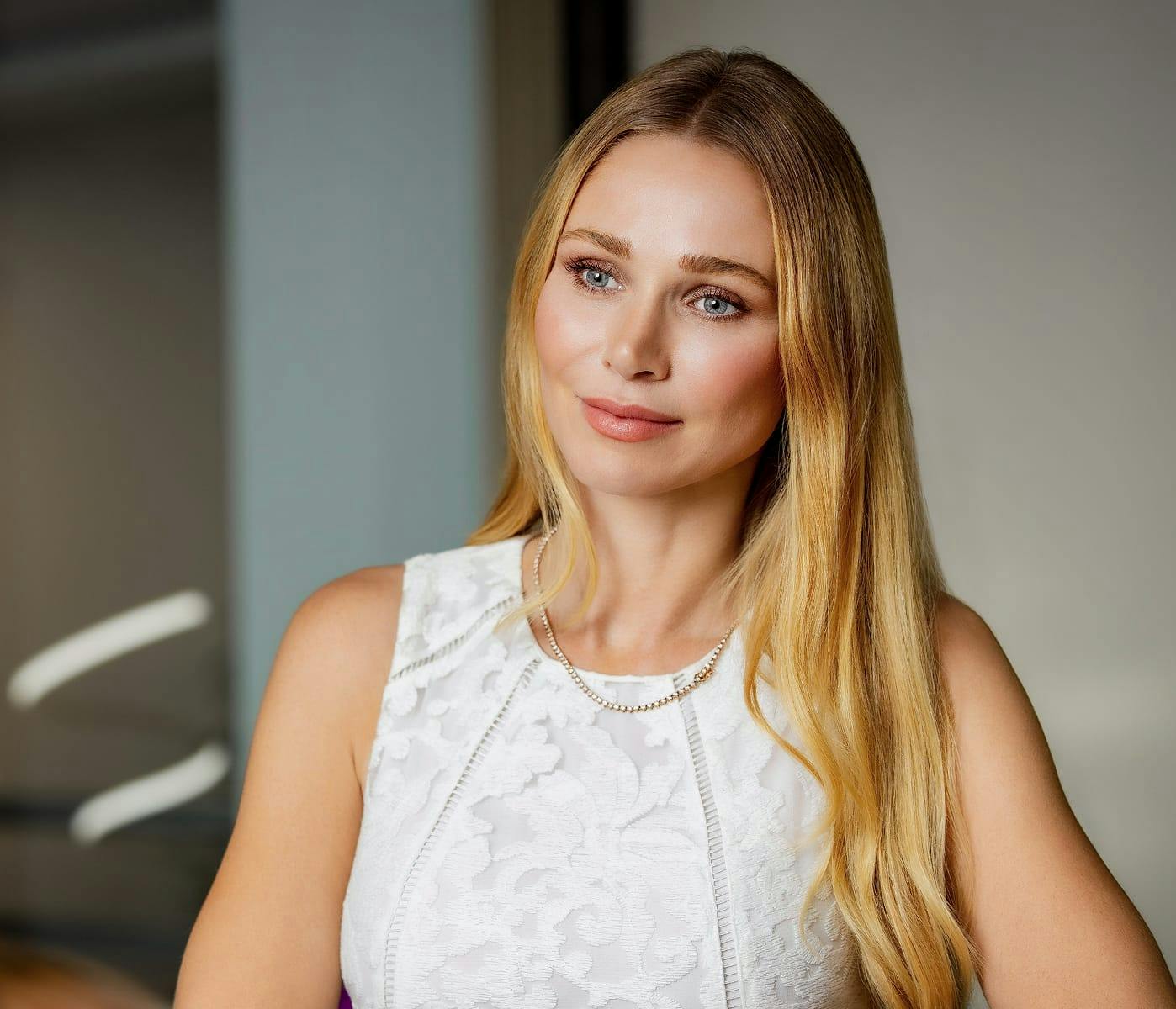 Woman with a white top on