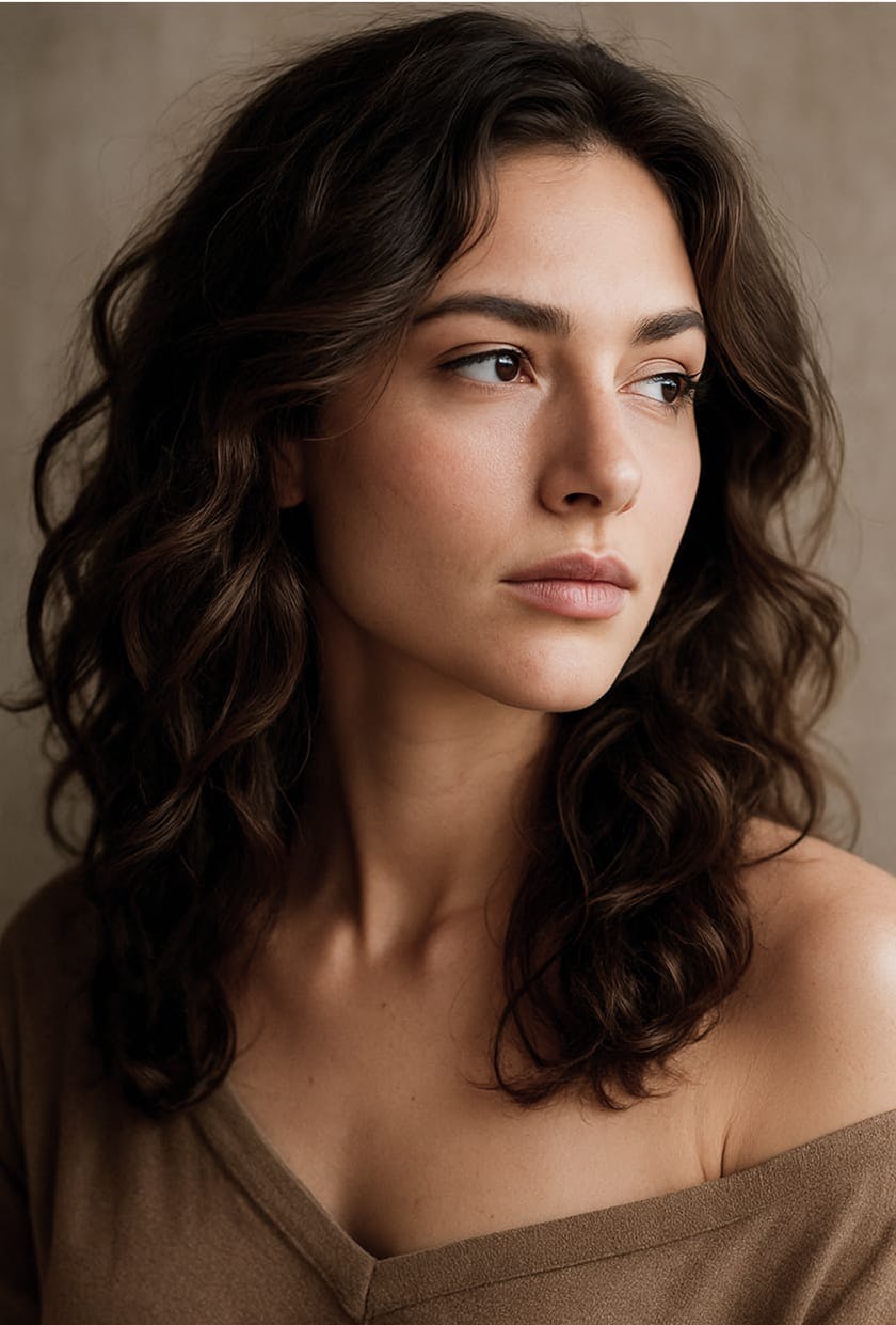 Woman with wavy hair