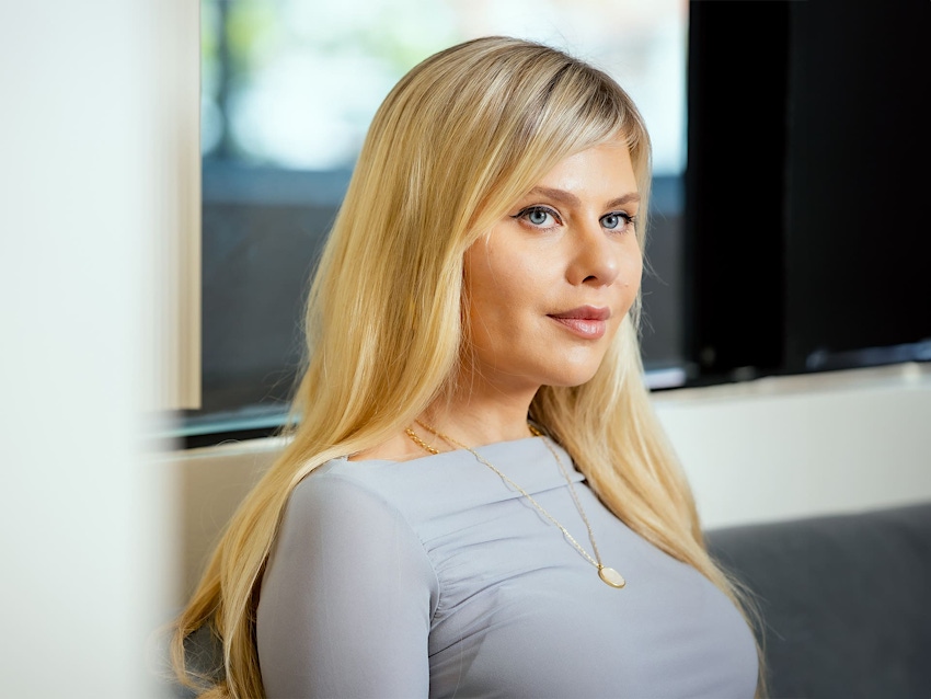 female patient sitting down