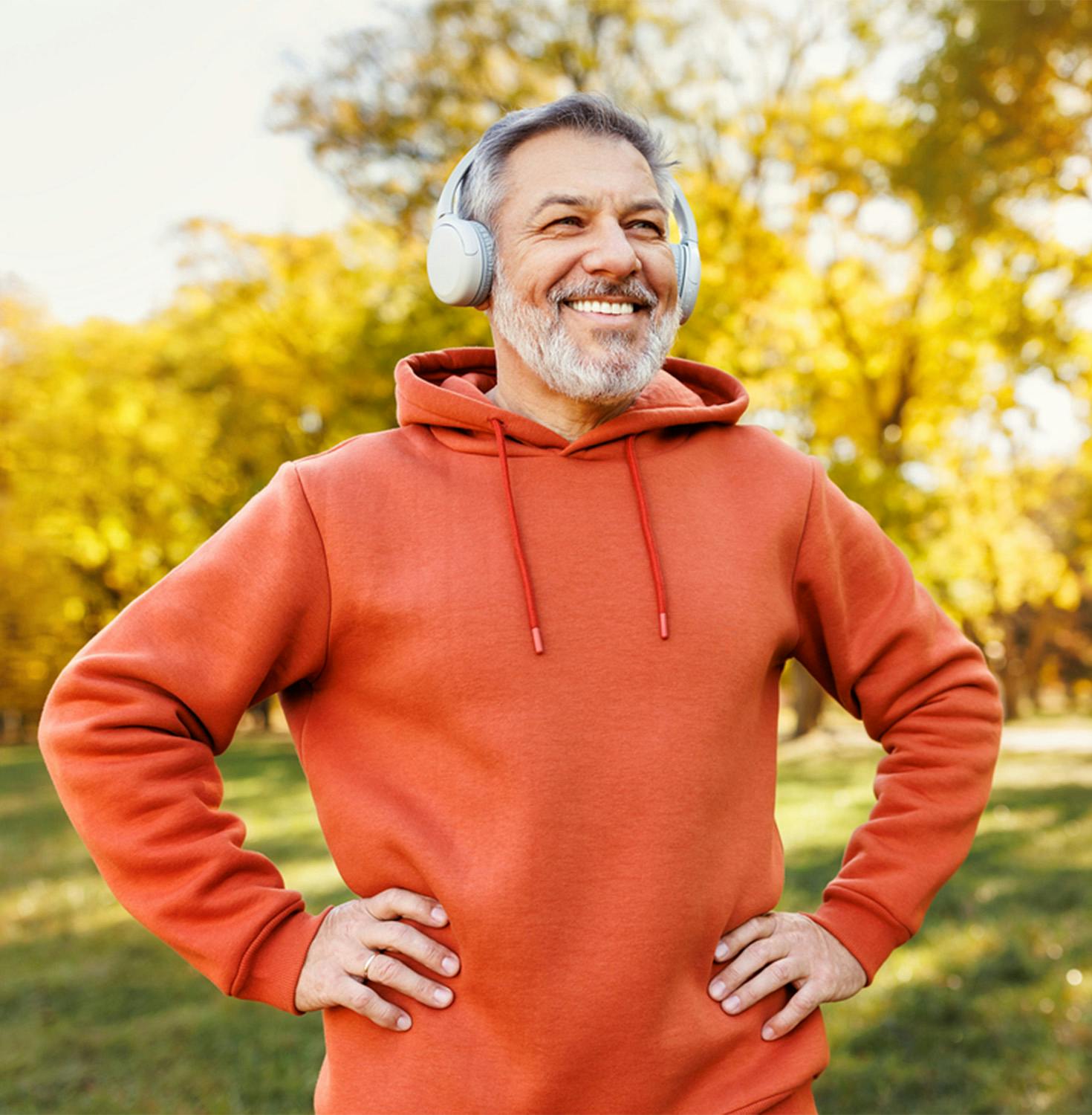 Man jogging with headphones on