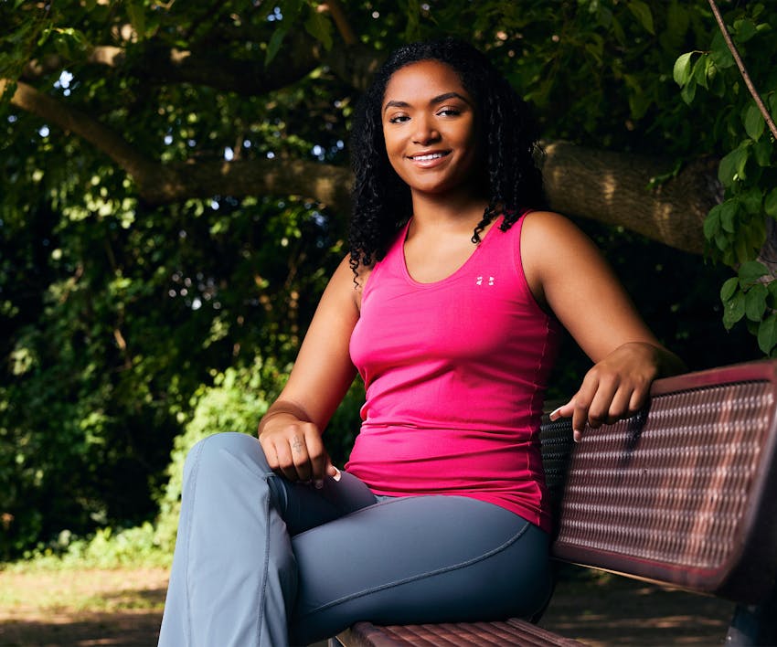 woman sitting on bench