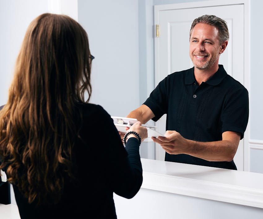 man singing clipboard