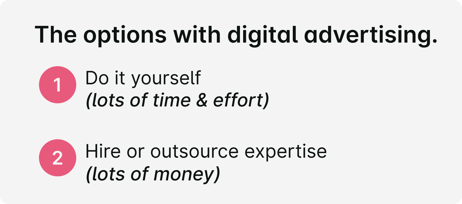 The options with digital advertising