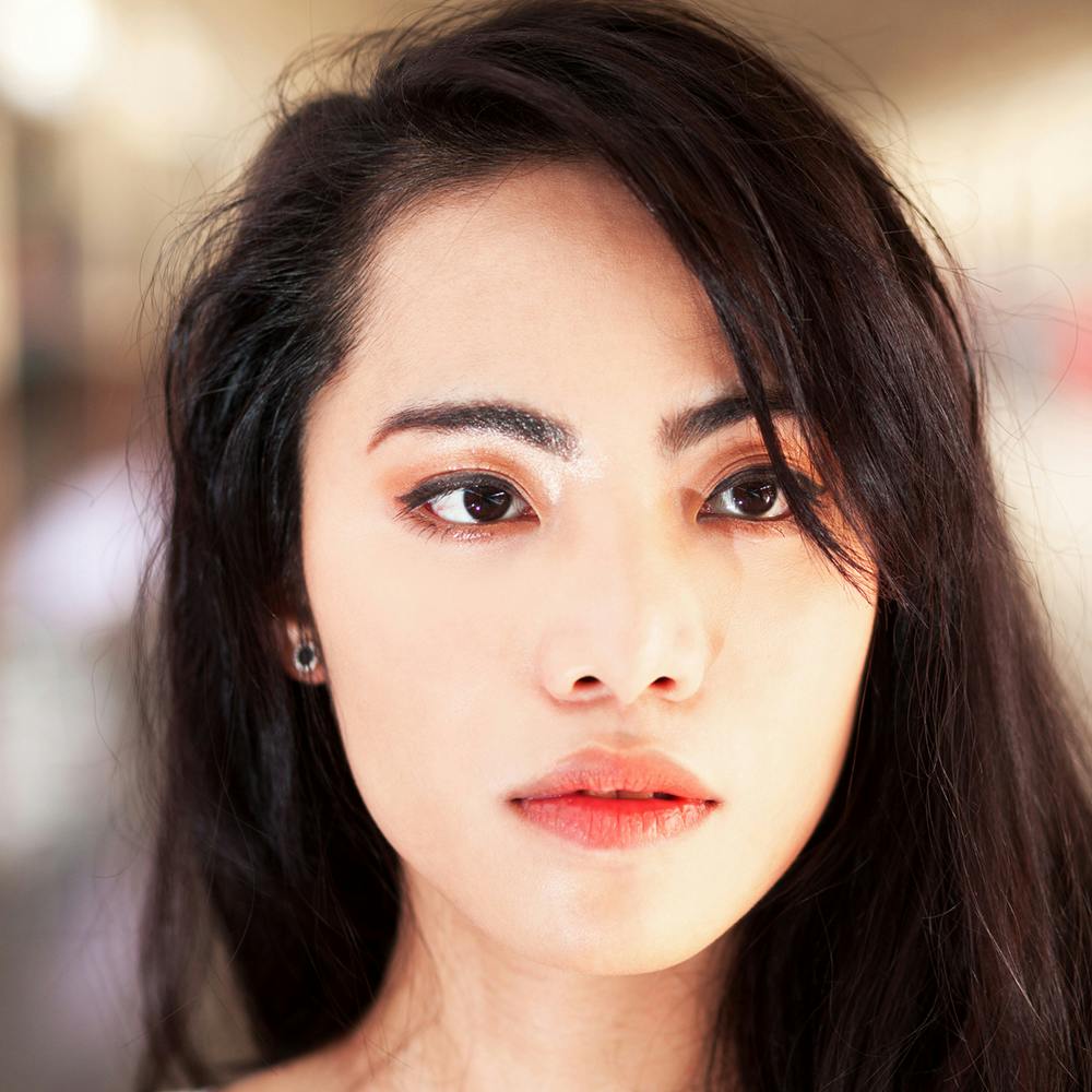 woman with red lips